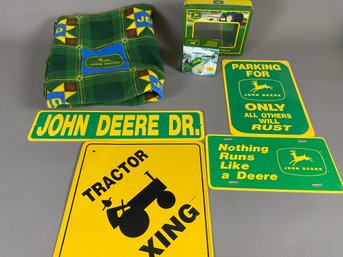 John Deere Tractor Signs And A Blanket, Throw Or Picnic Blanket