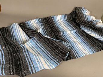 Canyon Creek Acrylic & Cotton Blanket Or Throw, Blue, Gray & Black Stripes