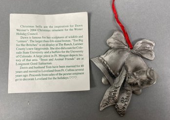 Loveland Colorado Pewter Christmas Ornament, Signed & Numbered, 2004, Christmas Bells, Dawn Weimer