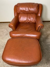 Incredible MCM Vintage Leather Chair With Ottoman By Emerson's Leather