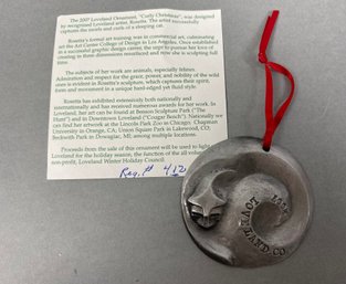 Loveland Colorado Pewter Christmas Ornament, Signed & Numbered, 2007, Curly Christmas, Rosetta