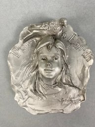 Loveland Colorado Pewter Christmas Figurine, Signed By G.W. Lundeen, Peace On Earth, 1993