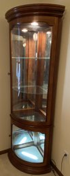 Beautiful Lighted Wooden Corner Curio Display Cabinet With Glass Shelves