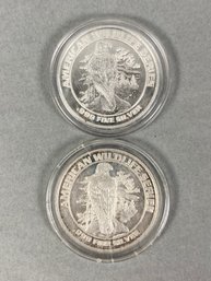 Lot Of 2 Historic Colorado Mining .999 Fine Silver Coin, Wildlife Series, Eagle