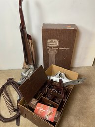 Vintage Kirby Classic Omega Upright Vacuum Cleaner In Original Box With Many Accessories, 1973