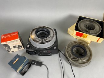 Vintage Kodak Slide Projector 750H With Remote Control, Four Slide Carousels, & GAF Zoom Viewer