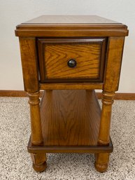 Wood End Table Or Bedside Table With One Drawer