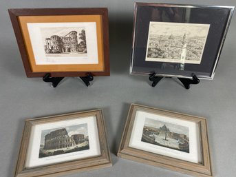 Four Framed Pieces Of Art Of Florence, The Colosseum, Trier Porta Nigra, & St Peter's Square