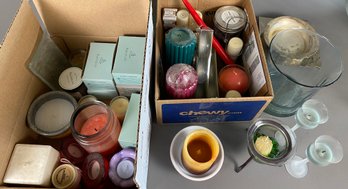 Huge Lot Of Candles And Glass And Ceramic Candleholders, PartyLite