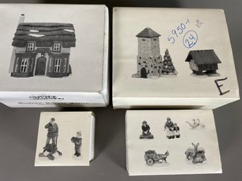 Lot Of Department 56 Dickens Village Houses And Figurines, Cottage Toy Shop, Farm People & Animals, Silo