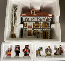 Lot Of Department 56 Dickens Village Houses And Figurines, Tuttle's Pub, Come Into The Inn, The Toy Peddler