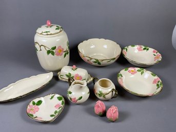 Large Set Of Vintage Franciscan Desert Rose Serving Pieces, Including Serving Bowls & Cookie Jar