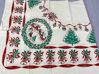 Vintage Christmas Tablecloth And Large Embroidered Tablecloth With Matching Napkins
