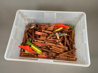 Fun Tote Of Classic Wood Lincoln Logs And Accessories