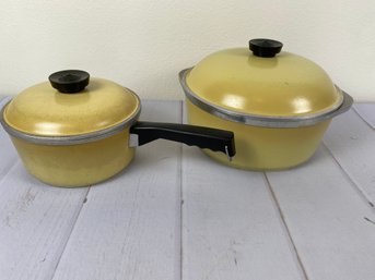 Vintage Club Aluminum Harvest Gold Cookware Including A Dutch Oven With Lid And Lidded Pot