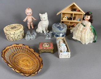 Fun Lot Of Vintage Items Including A Kewpie Doll, Madame Alexander Scarlett O'Hara Doll, & Trinket Boxes