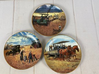Set Of 3 Danbury Mint Limited Edition Numbered Farming The Heartland Collector Plates By Emmett Kaye