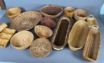 Huge Lot Of Baskets Of Various Shapes And Sizes