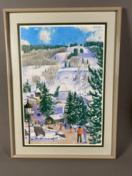 Beautiful Framed And Matted Print By Colorado Artist Barbara Froula, 'A Winter Afternoon, Vail'