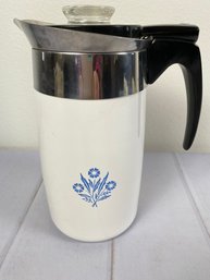 Vintage Corning Ware 10 Cup Coffee Percolator With Cornflower Blue Design