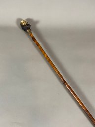 Exceptional Decorative Figural Cane Or Walking Stick With Carved Handle And Brass Tip