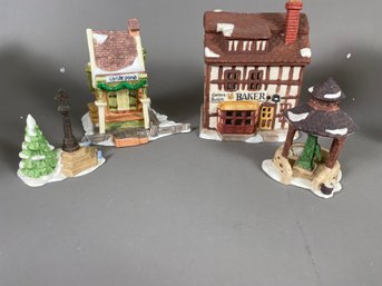 Department 56 Dickens Village Houses & Figurines, Carolers, Town Well & Holy Cross, Childe Pond & Skaters, Go