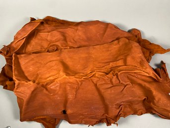 Two Large Pieces Of Red Brown Leather