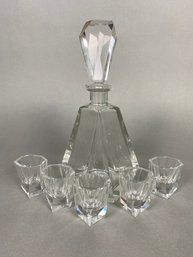 Crystal Whiskey Or Liquor Decanter & Five Shot Glasses