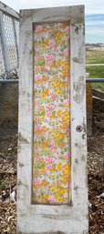 Vintage Solid Wood Salvage Door With A Painted Floral Design On One Side