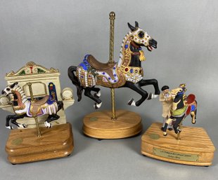 Three Music Box Figurines From The American Carousel Collection By Tobin Fraley