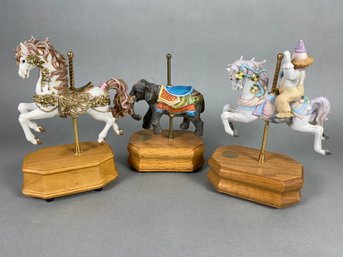 Three Limited Edition Westland Carousel Collection Figurines & Music Boxes Featuring An Elephant