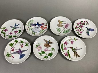 Set Of Seven Hand Painted S Paulo Brazil Salad Plates With Hummingbirds And Flowers