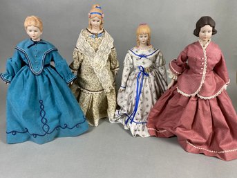 Set Of Four Dolls From The Little Women Novel With Porcelain Heads, Feet & Hands