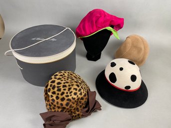 Collection Of Four Custom Formal Ladies Hats By Textile Artist Carol Sarchet, New York