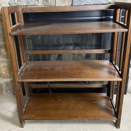 Foldable, Collapsible Wood Shelves Or Shelving Unit With Rich Brown Finish