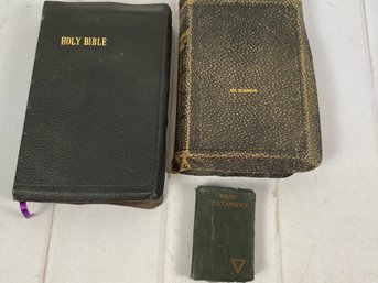 Collection Of 3 Bibles Including A Thumb Cut Bible And One Dated 1918