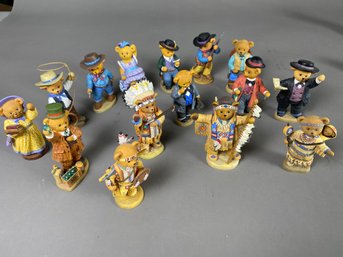 Lot Of 15 Teddy Bear Figurines With Native American And Old West Themes