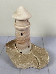Locally Made In Loveland Colorado Alabaster Lighthouse Figurine