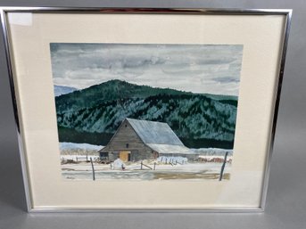 Beautiful Framed, Signed Oil Watercolor Painting By Colorado Artist Tedd Runge Titled New Wood