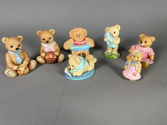 Lot Of 7 Miscellaneous Teddy Bear Figurines Including The Snuggle Laundry Bear And One Cat