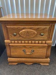 Nice Solid Oak Nightstand With Hidden Valuables Drawer By Pacific Frames Incorporated Of Denver