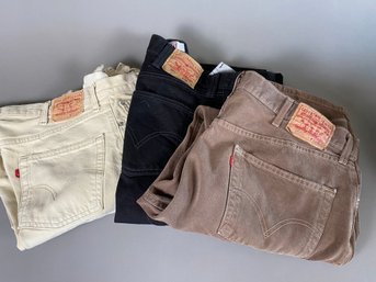 Three Pair Of Levi Jeans Of Various Colors, All Size 38 X 32