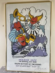 Vintage Framed & Signed Holiday Jazz Poster From A Concert In Glenwood Springs