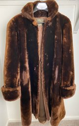 Very Warm Vintage Faux Fur Coat With Satin Lining And Pockets By Duplers Of Denver