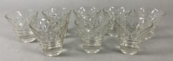 Eight Very Nice, Mid Century MCM Low Ball, Whiskey Or Cocktail Glasses With Diamond Pattern