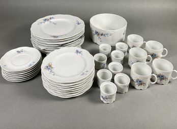 Set Of Rosenthal China Or Porcelain In The Belvedere Pattern, Featuring Blue Roses