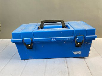 Nice Builder's Square Tool Box Full Of White And Terra Cotta Tiles