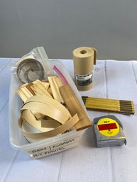 Woodworking Tools And Supplies Including Veneer Edging, Measuring Tape, Wood Shims, Foldable Ruler & More