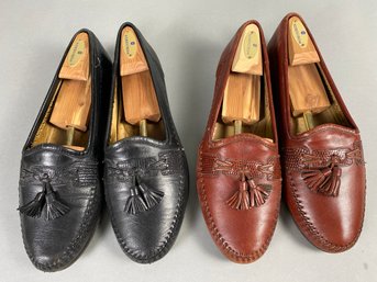 Two Pair Of Classy, High Quality Italian Leather Santoni Loafers Or Shoes With Tassels