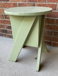 Cute Light Green, Handmade Wooden Step Stool, Could Also Be Used As A Plant Stand